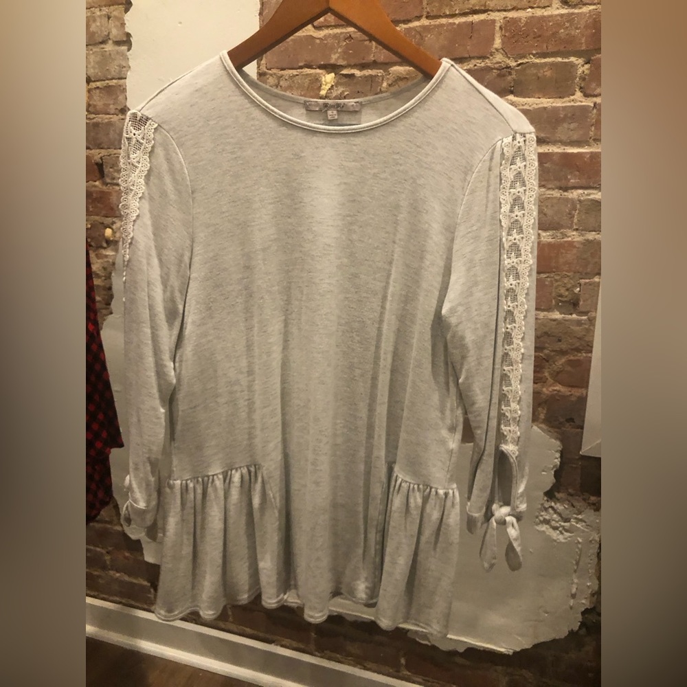 Miss Me Southern Belle Lace Cut Out Sleeve Flow Shirt Top